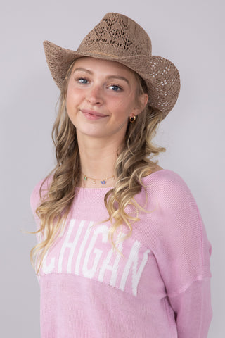 C.C. Woven Cowgirl Hat for Women in Taupe