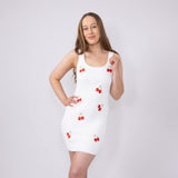 Cherry Bodycon Mini Dress for Women in White