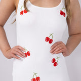Cherry Bodycon Mini Dress for Women in White
