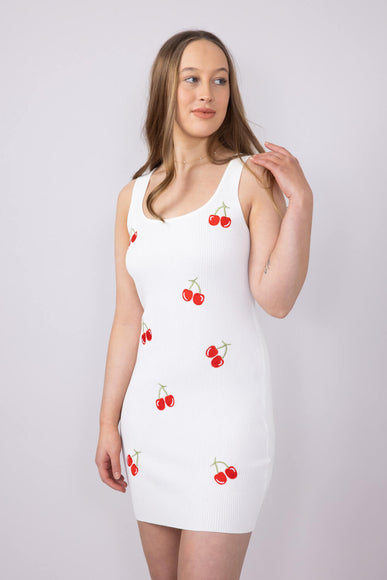 Cherry Bodycon Mini Dress for Women in White