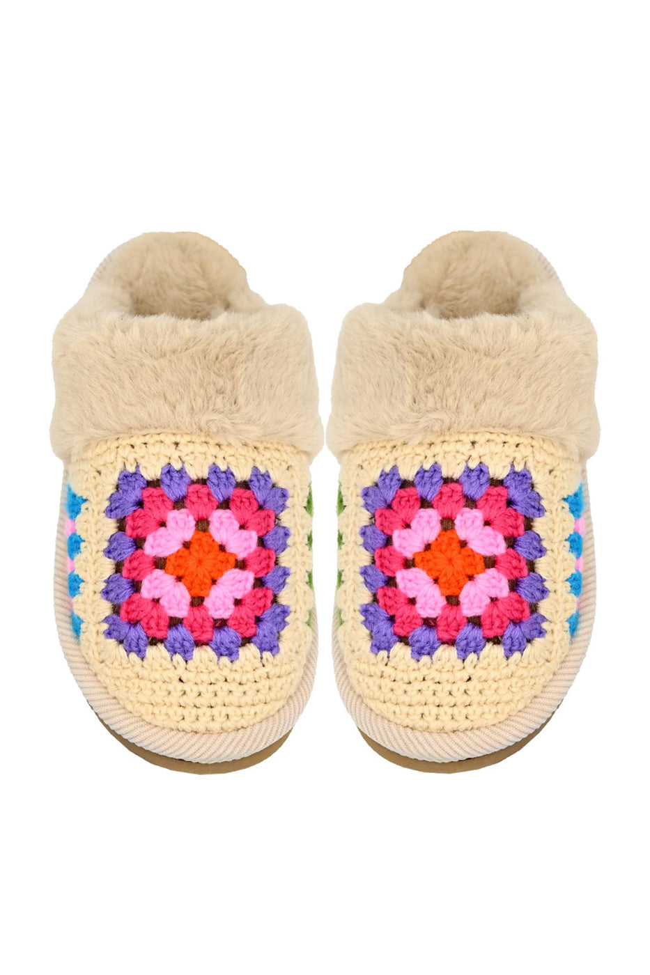 C.C. Handmade Crochet Slippers for Women in Beige SPE7393 BEIGE Glik s
