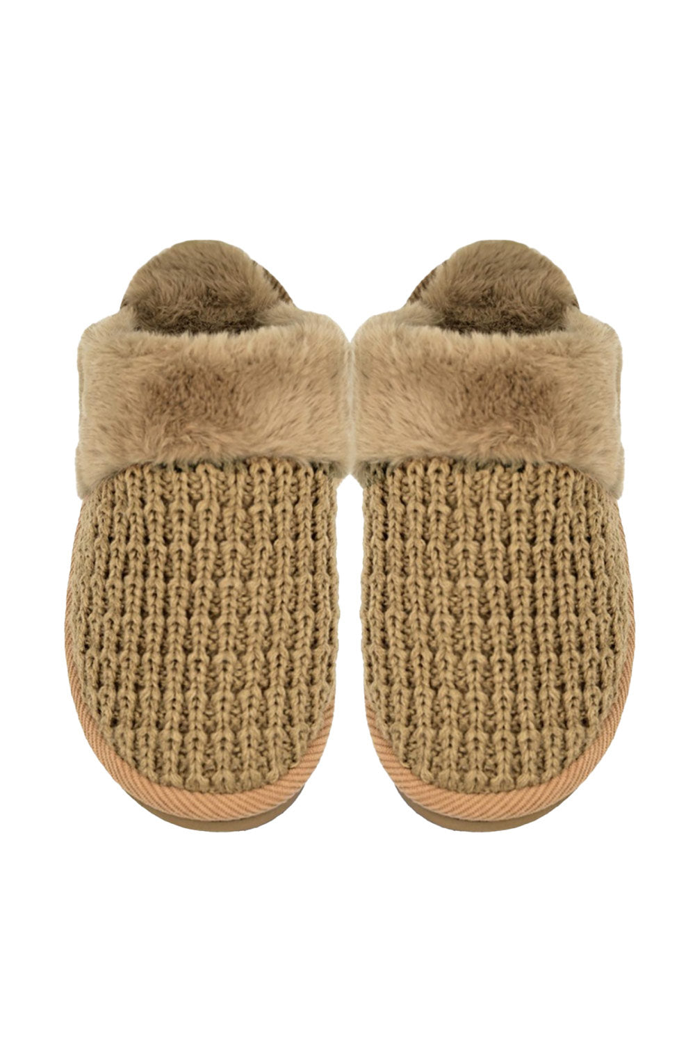 C.C. Rib Pattern Knitted Slippers for Women in Mocha SPE0032 MOCHA Glik s