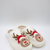 Christmas Rudolph Slippers for Women in White