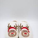 Christmas Rudolph Slippers for Women in White