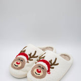 Christmas Rudolph Slippers for Women in White