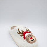 Christmas Rudolph Slippers for Women in White