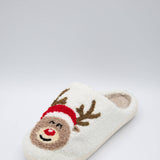 Christmas Rudolph Slippers for Women in White