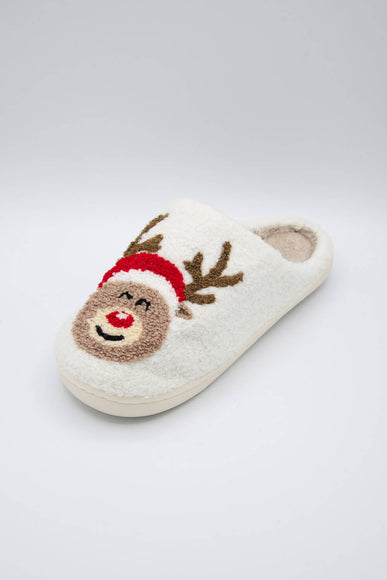 Christmas Rudolph Slippers for Women in White