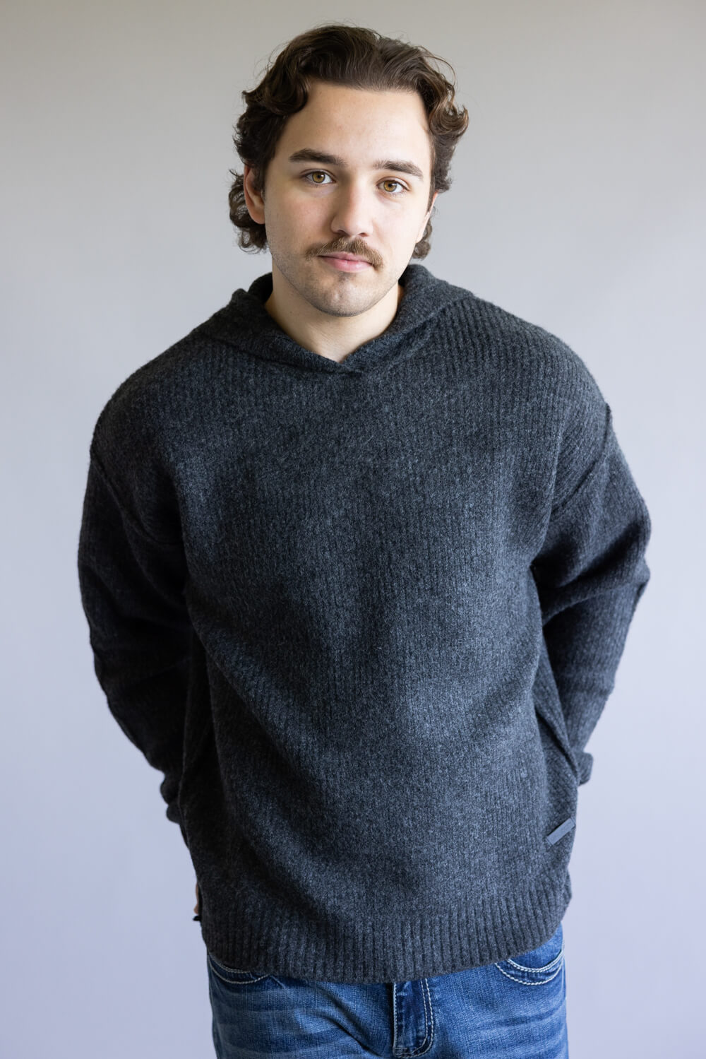 Avery Hooded Sweater for Men in Dark Charcoal