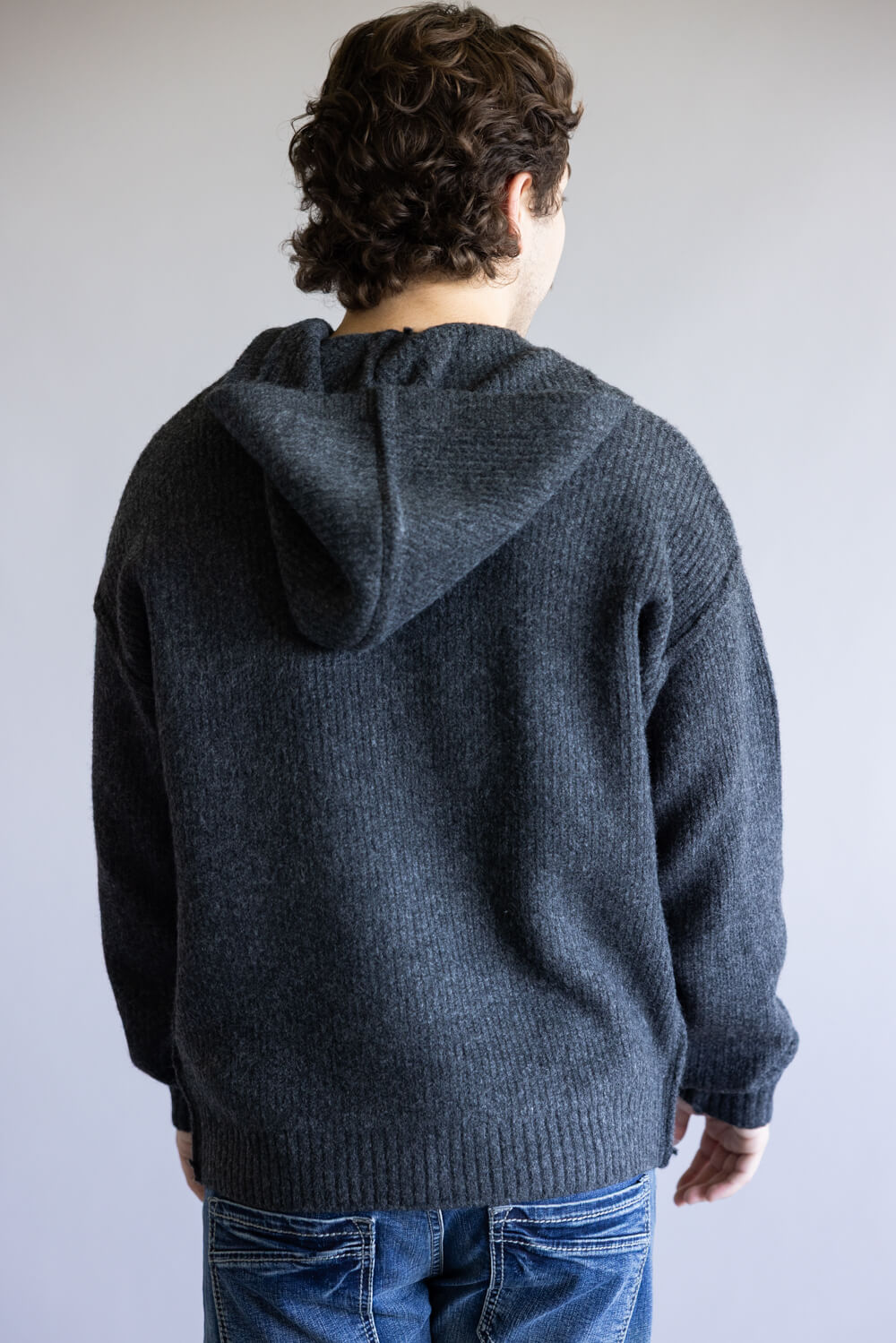 Avery Hooded Sweater for Men in Dark Charcoal