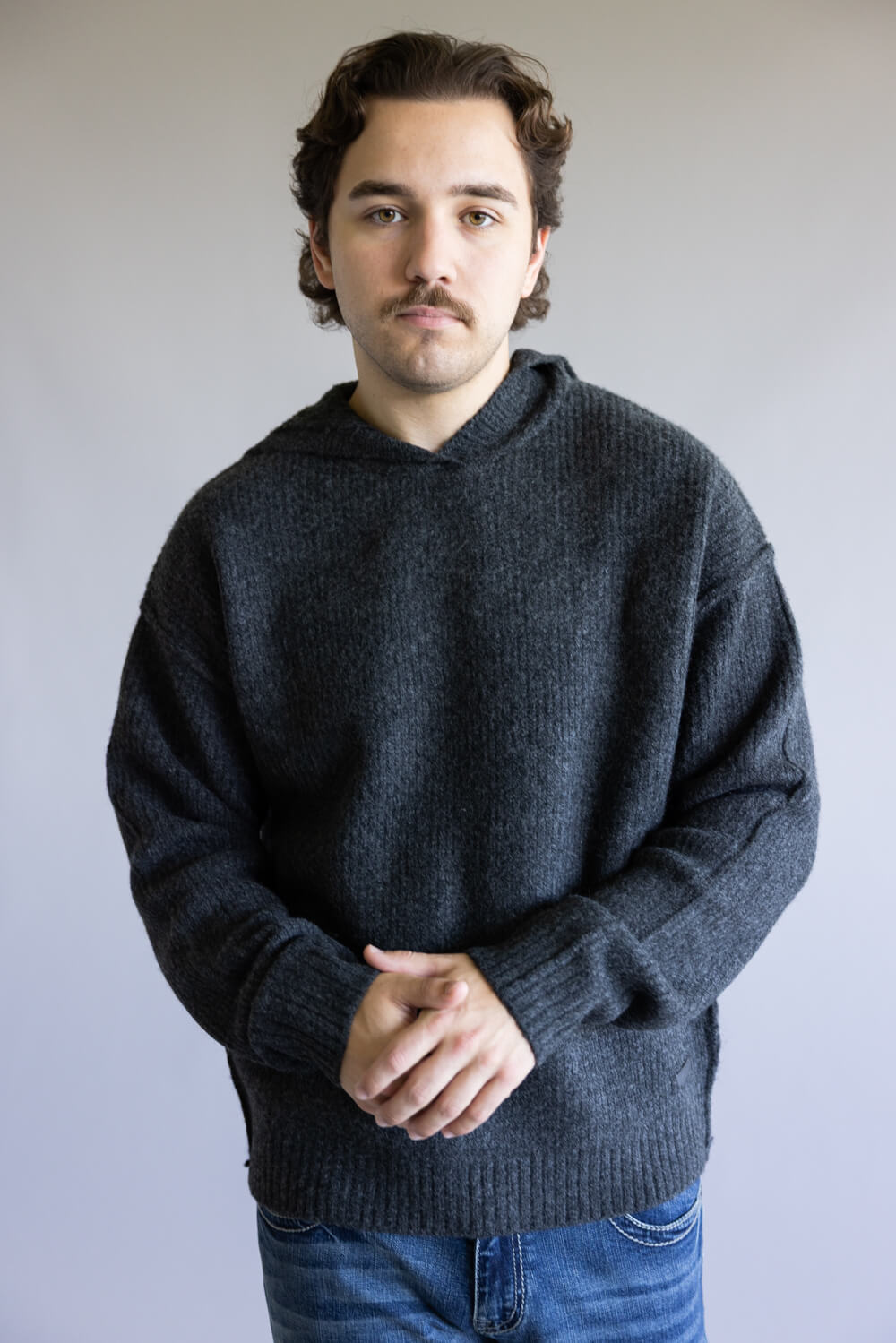 Avery Hooded Sweater for Men in Dark Charcoal