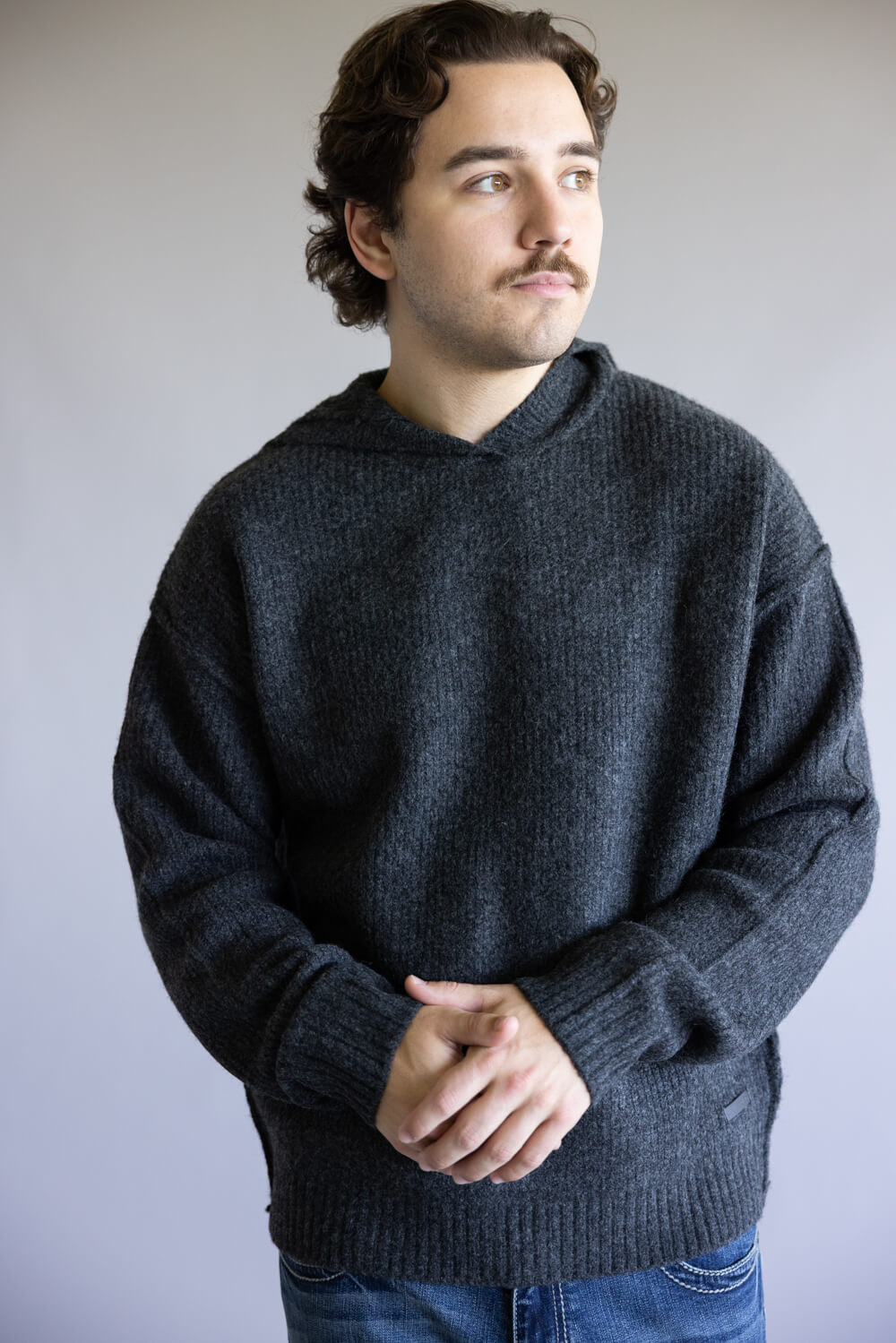 Avery Hooded Sweater for Men in Dark Charcoal