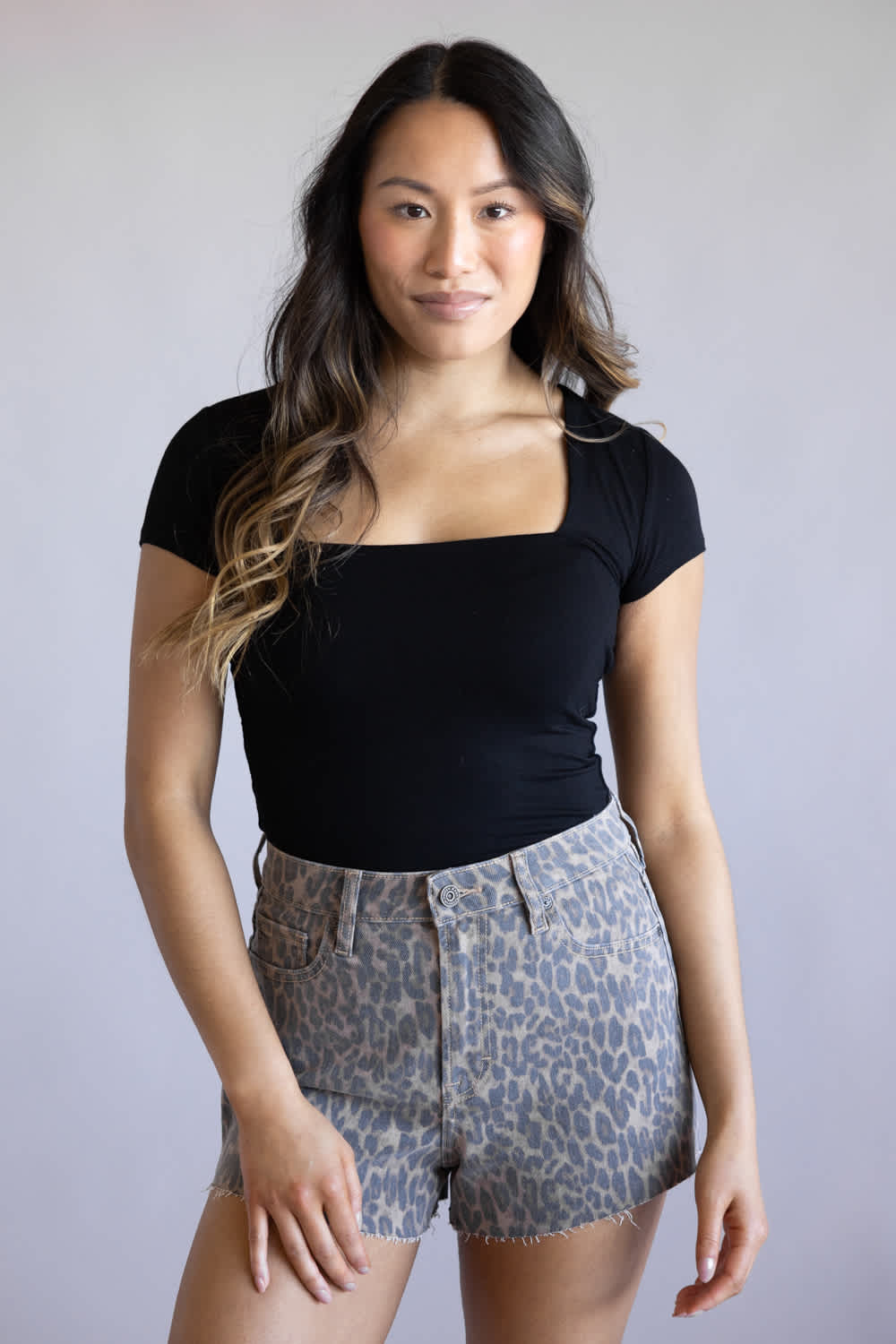 Seamless Double Layer Knit T-Shirt for Women in Black