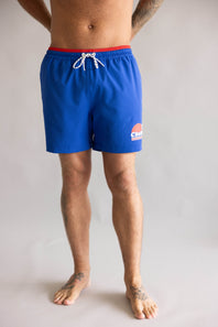 Chubbies Classic Ol’ College Try 5.5” Swim Trunks for Men in Bright Blue