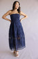 Eyelet Lace Strapless Midi Dress for Women in Navy