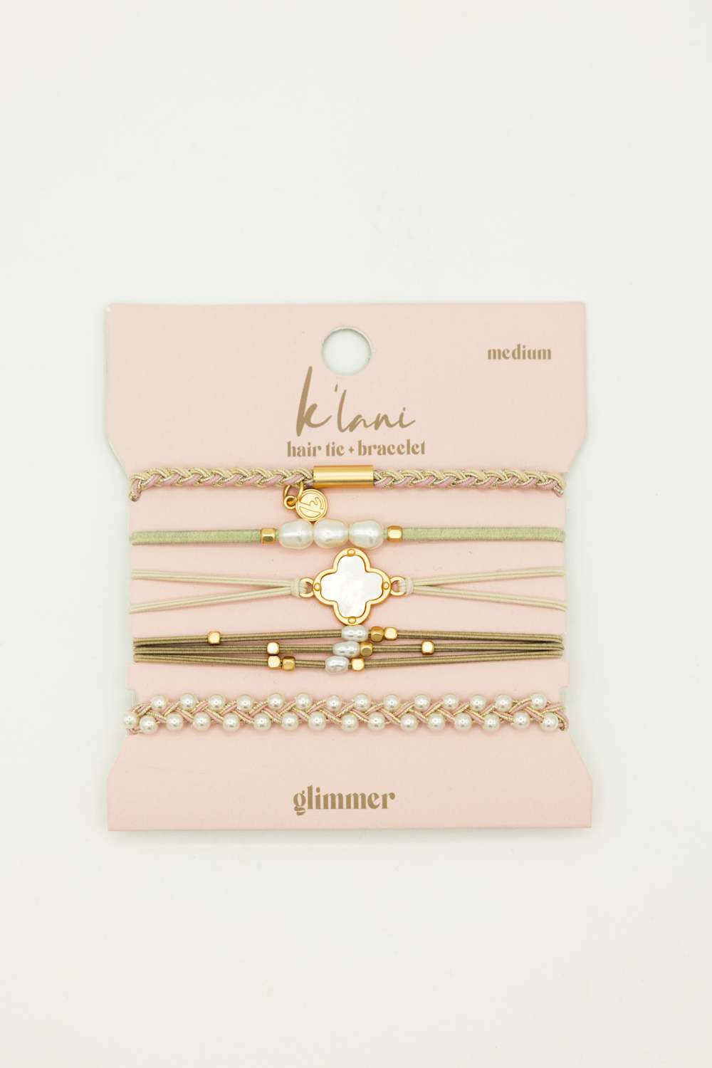 K’lani Glimmer Medium Hair Tie Bracelets in Mauve