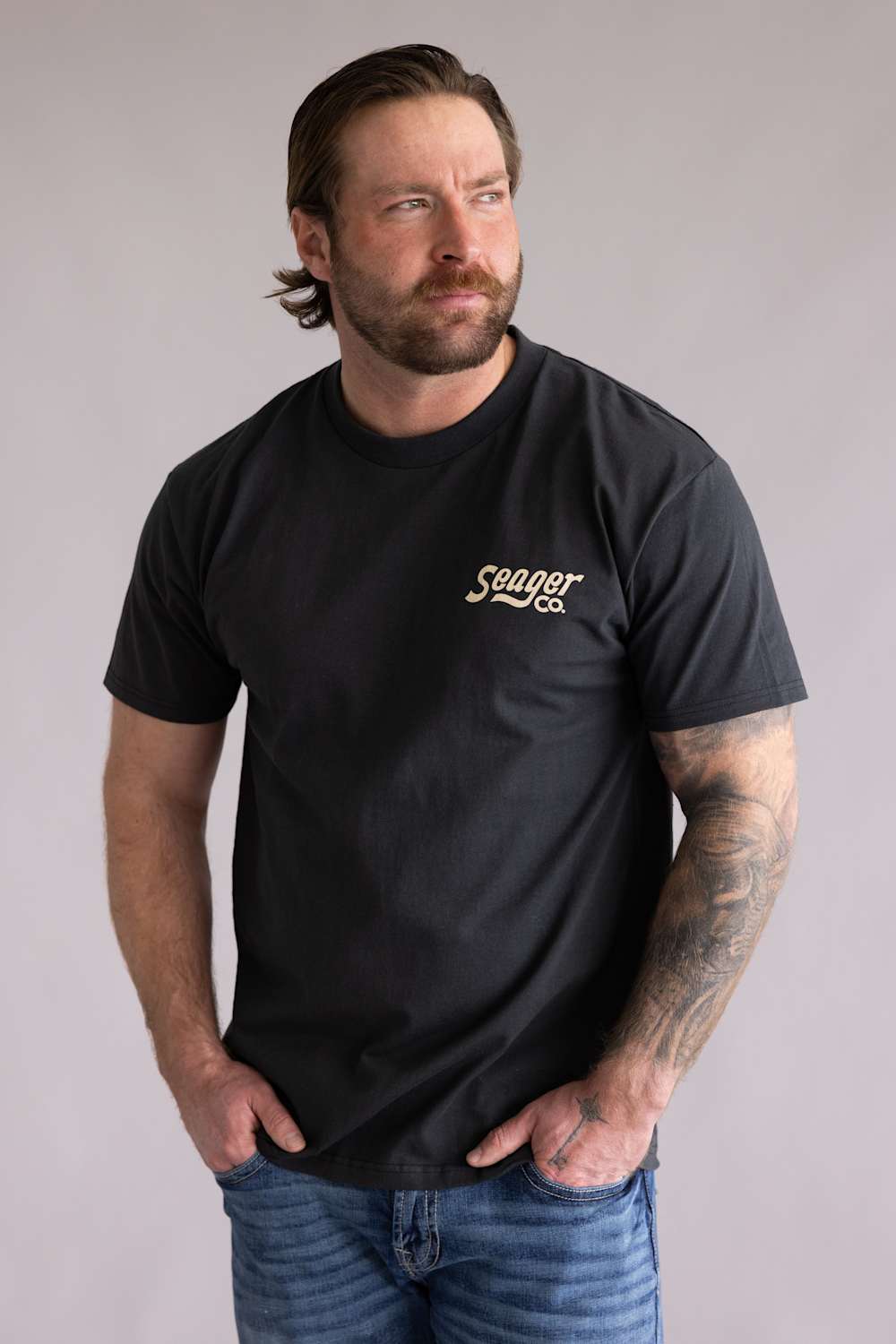 Seager Romero T-Shirt for Men in Vintage Black