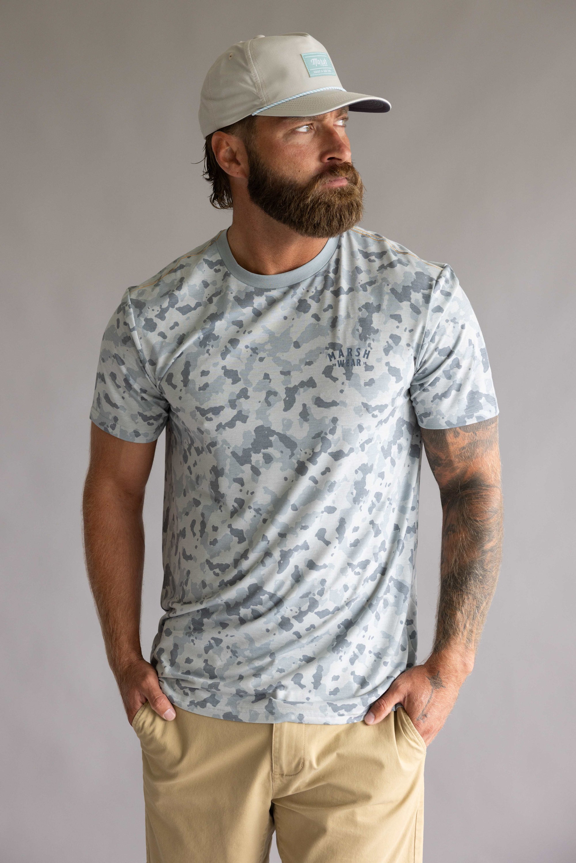Marsh Wear Stackhouse Hagood T-Shirt for Men in Granite Camo