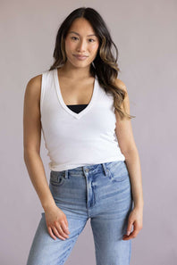 Free People We The Free Neria V-Neck Tank for Women in White