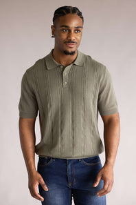Weatherproof Vintage Pointelle Sweater Polo for Men in Grape Leaf