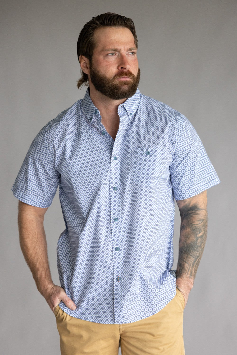 Weatherproof Vintage Poplin Button Up Shirt for Men in Bijou Blue | S2684244GK-BIJOUBLUE