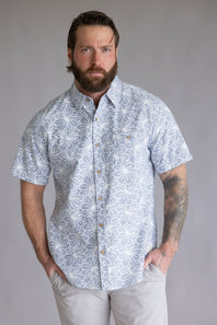 Weatherproof Vintage Cotton Pattern Button Up Shirt for Men in Infinity Blue