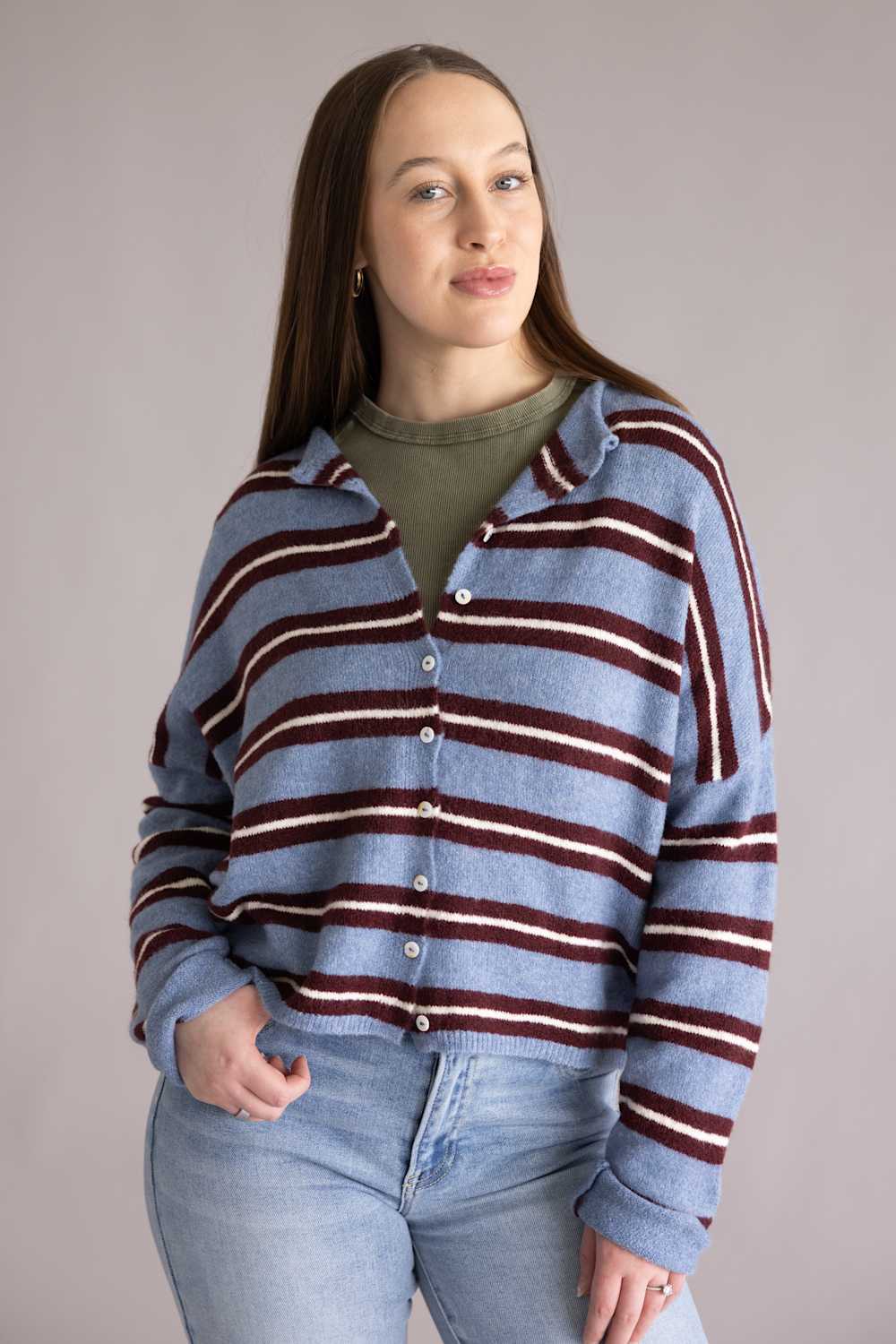 Things Between Piper Varsity Stripe Shirt for Women in Blue