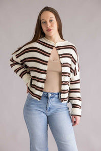 Things Between Piper Varsity Stripe Shirt for Women in Ivory