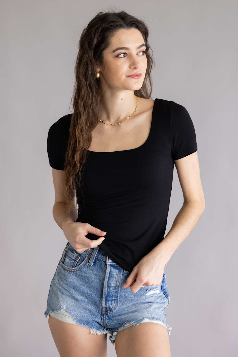 Double Layer Top for Women in Black