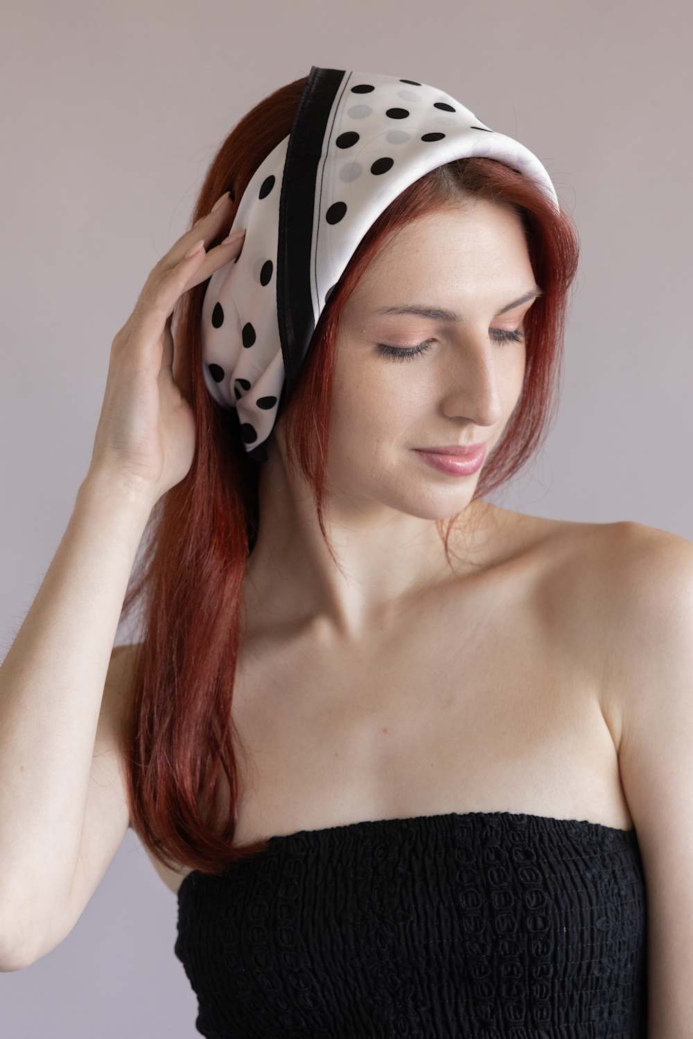 Polka Dot Silk Scarf for Women in Black/White