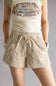 Wishlist Embroidered Floral Drawstring Shorts for Women in Mocha