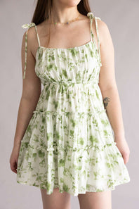 Blu Pepper Floral Tiered Dress for Women in Olive