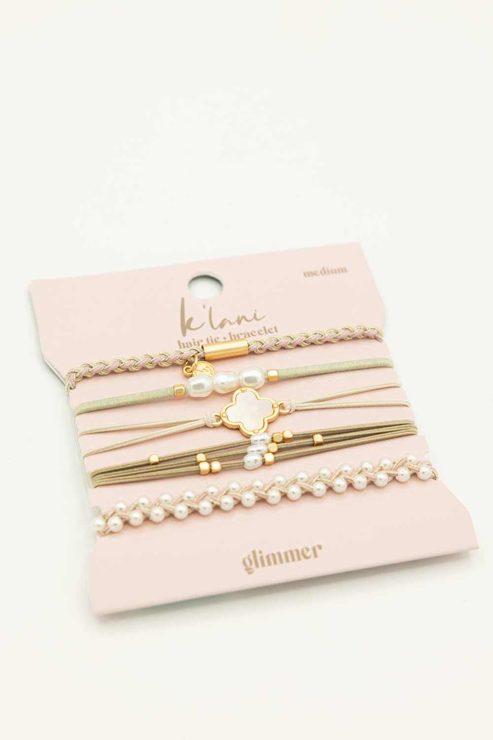 K’lani Glimmer Medium Hair Tie Bracelets in Mauve