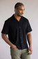 Denim & Flower Stripe Textured Button Up Shirt for Men in Black
