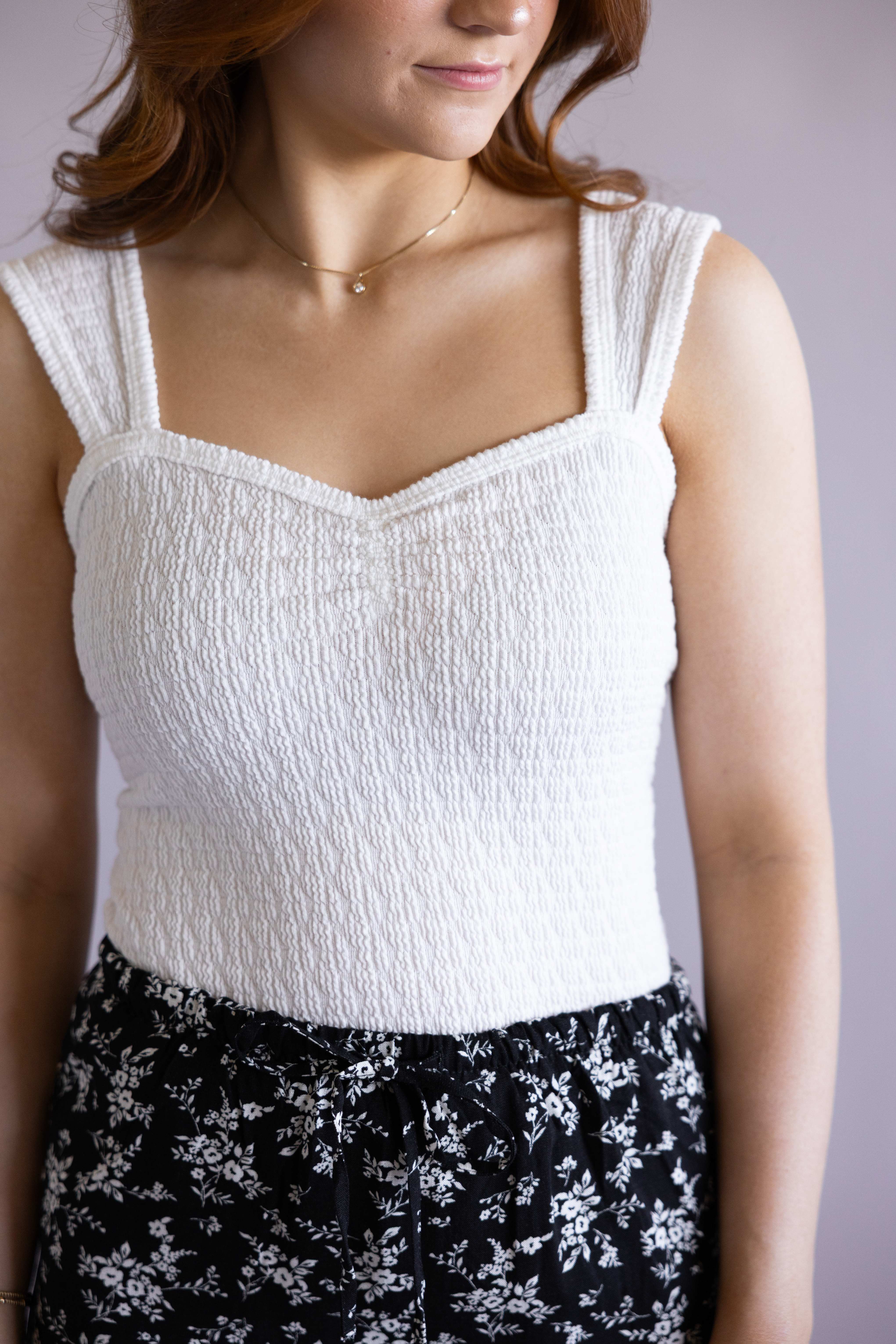 Ruched Tank Top for Women in White | MTL736-RSQ-OFFWHITE – Glik's