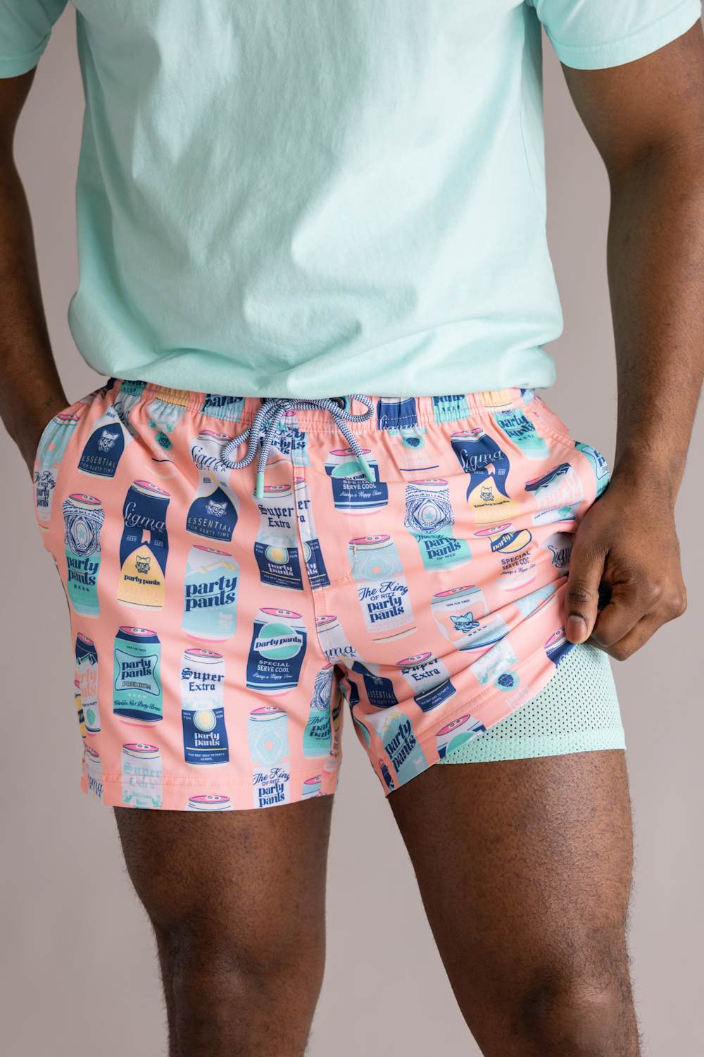 Party Pants King of Rizz Swim Shorts for Men in Cyan