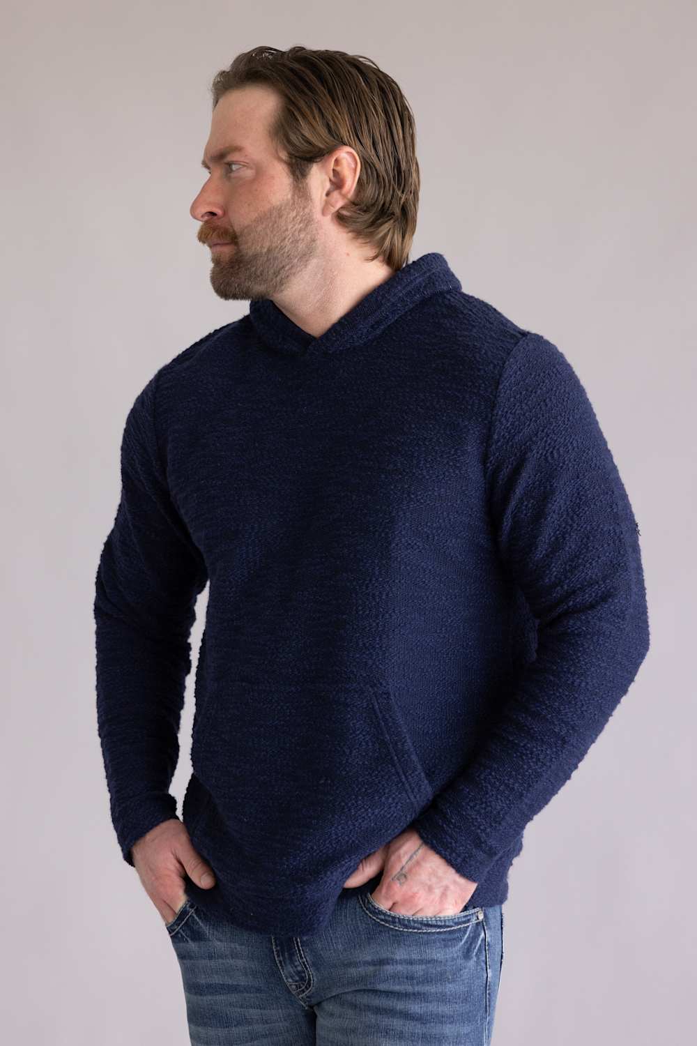 Weatherproof Vintage Boucle Hoodie Sweater for Men in Maritime