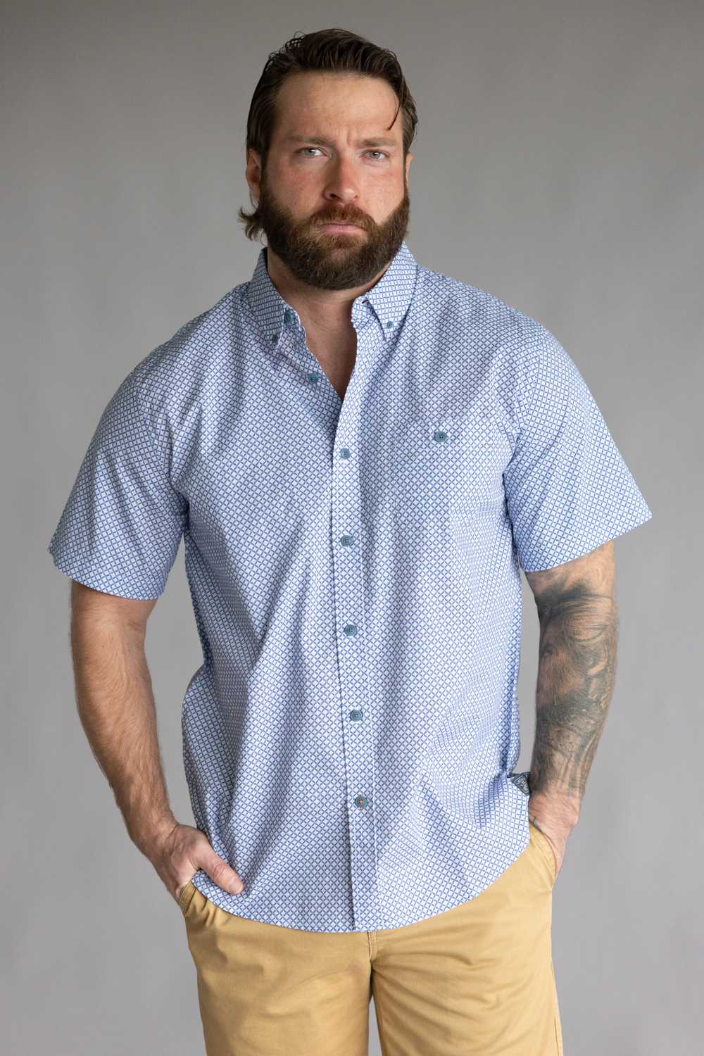 Weatherproof Vintage Poplin Button Up Shirt for Men in Bijou Blue | S2684244GK-BIJOUBLUE
