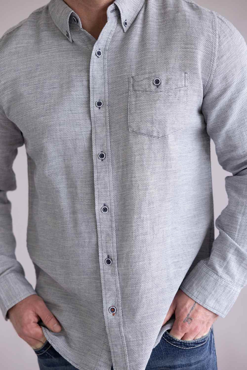 Weatherproof Vintage Cotton Pebble Button Up Shirt for Men in Maritime Blue
