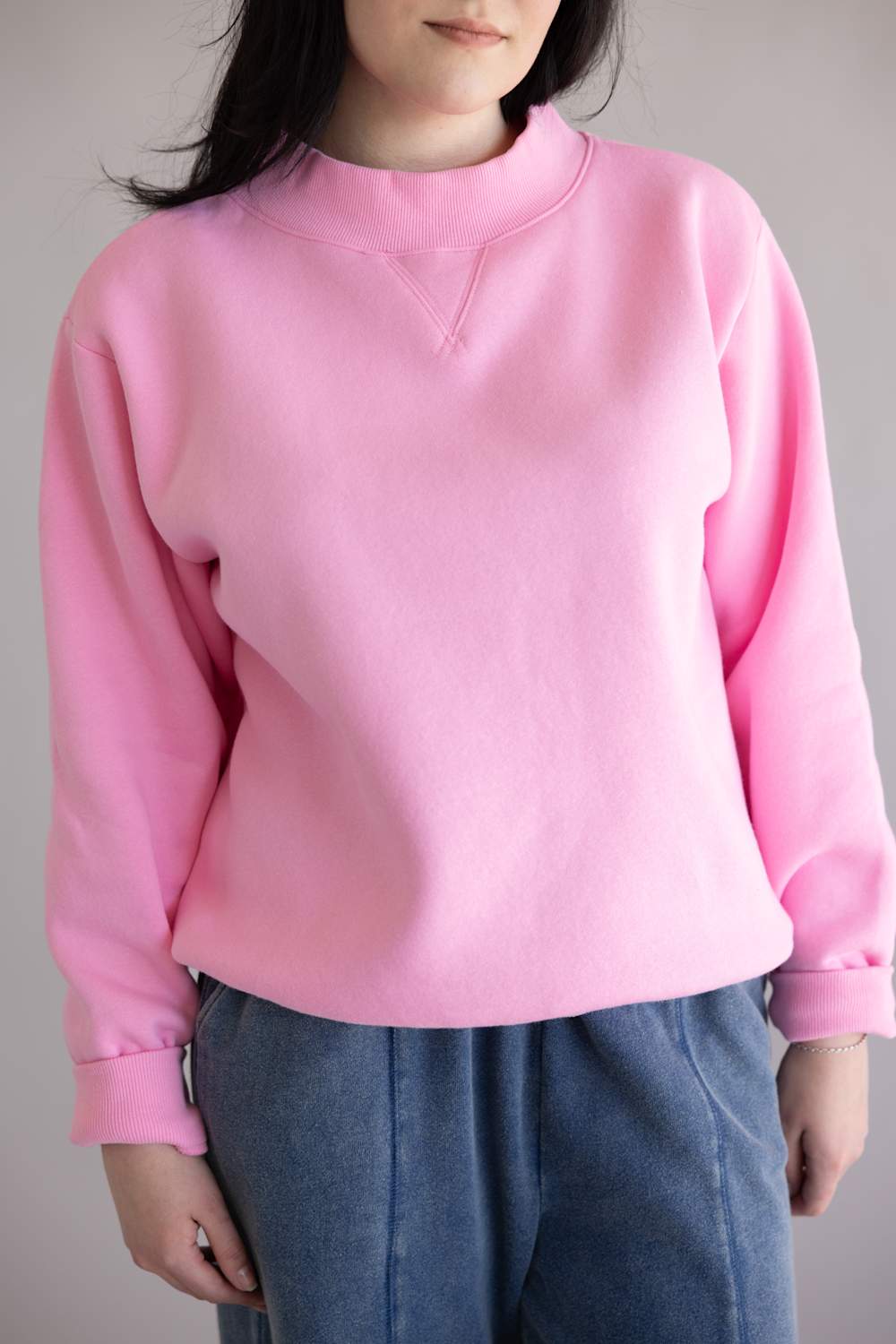 Things Between Mock Neck Fleece Pullover for Women in Bubblegum