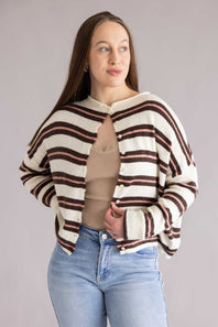 Things Between Piper Varsity Stripe Shirt for Women in Ivory