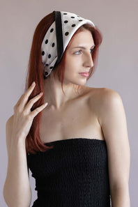 Polka Dot Silk Scarf for Women in Black/White