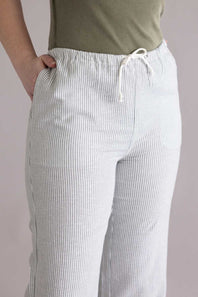 Love Tree Pinstripe Drawstring Linen Pants for Women in Mint Green