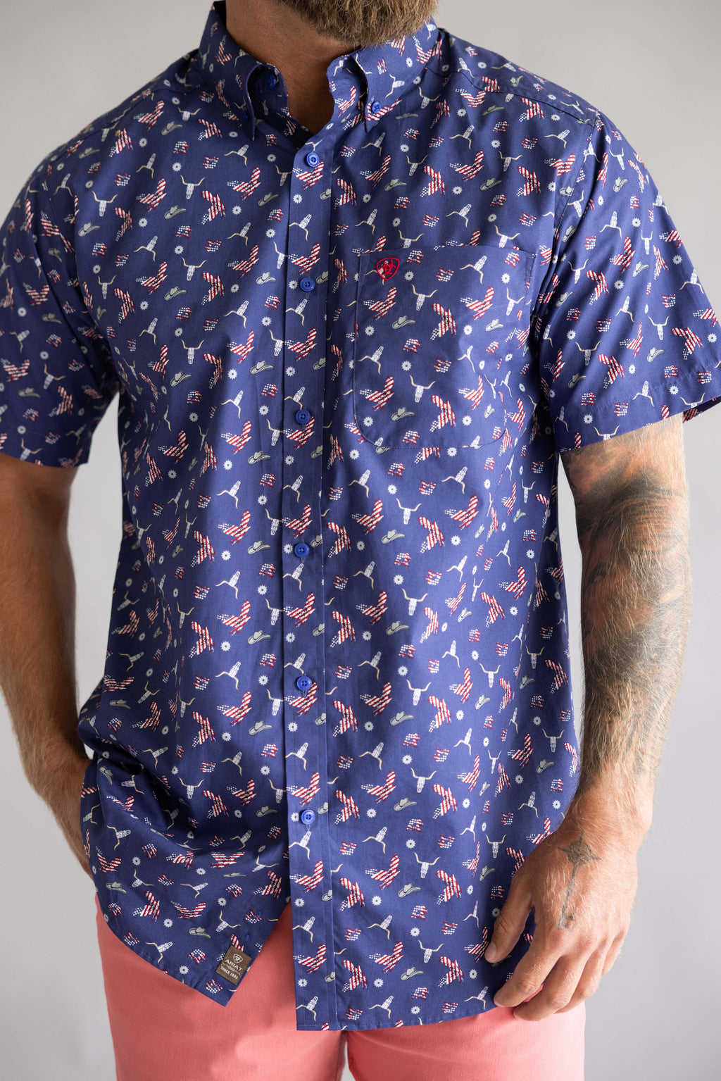 Ariat Berne Fitted Shirt for Men in Blue Americana