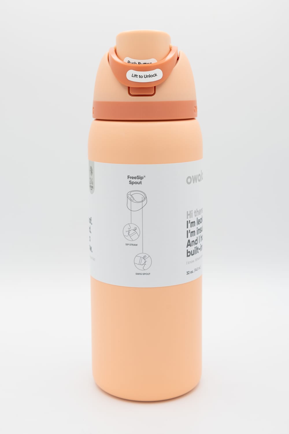 Owala FreeSip 32 oz Stainless Steel Water Bottle in Peach of Mind