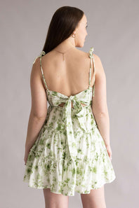Blu Pepper Floral Tiered Dress for Women in Olive