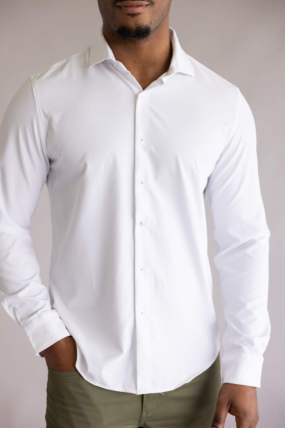 Denim & Flower Dressy Tech Stretch Shirt for Men in White 