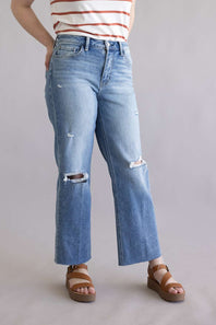 Flying Monkey High Rise Distressed Slim Wide Leg Jeans for Women