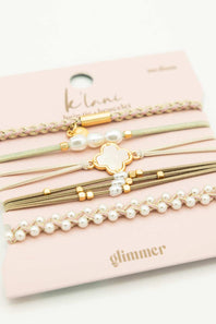 K’lani Glimmer Medium Hair Tie Bracelets in Mauve