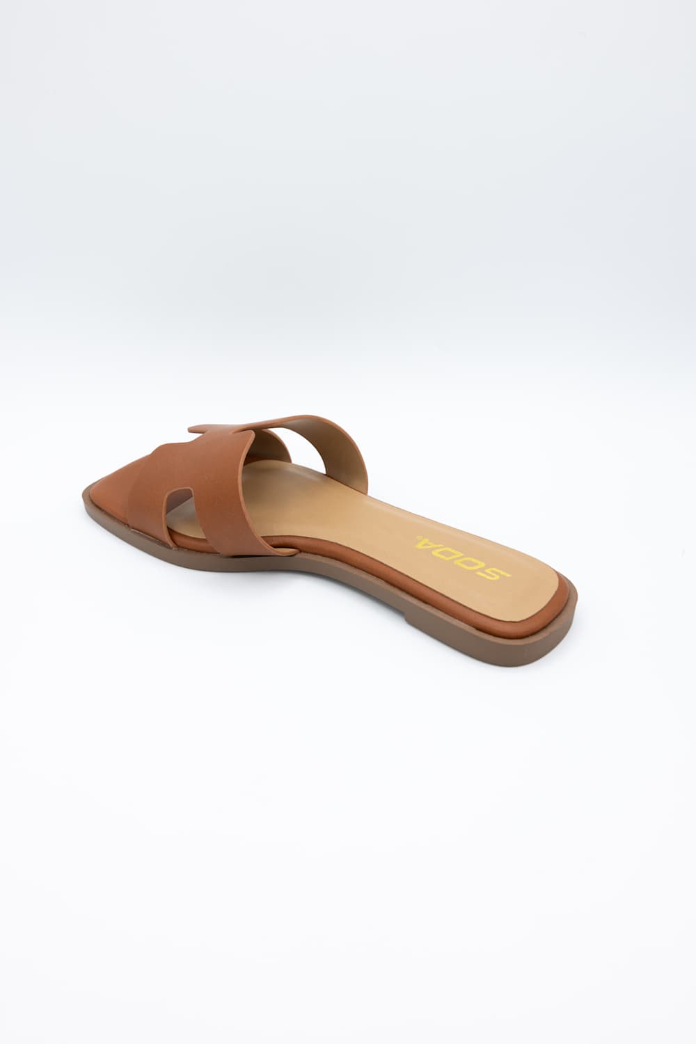 Soda Knit H-Band Slide Sandals for Women in Cognac